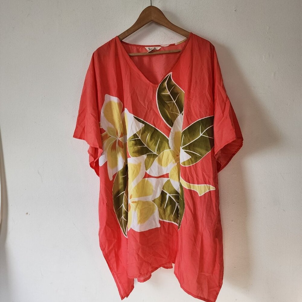 Womens Gypsie Blue Kaftan Dress Pink Coral One Size Fits All